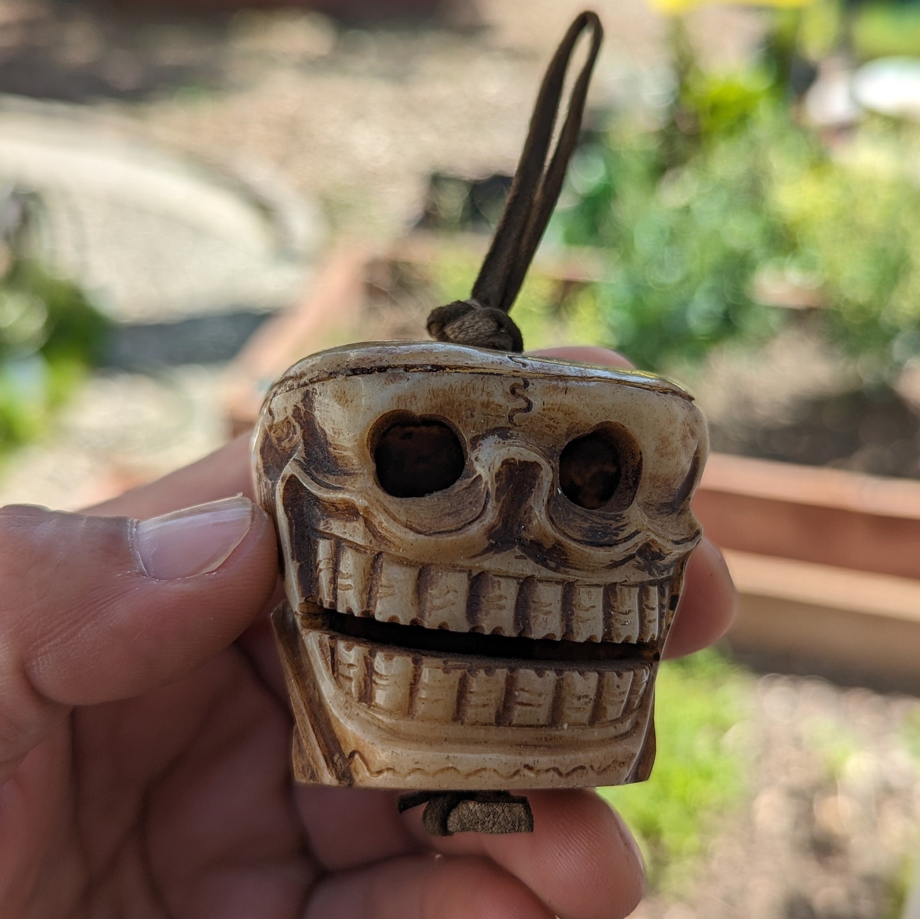 Hand Carved Yak Bone Skull: Tibetan Meditation Bead