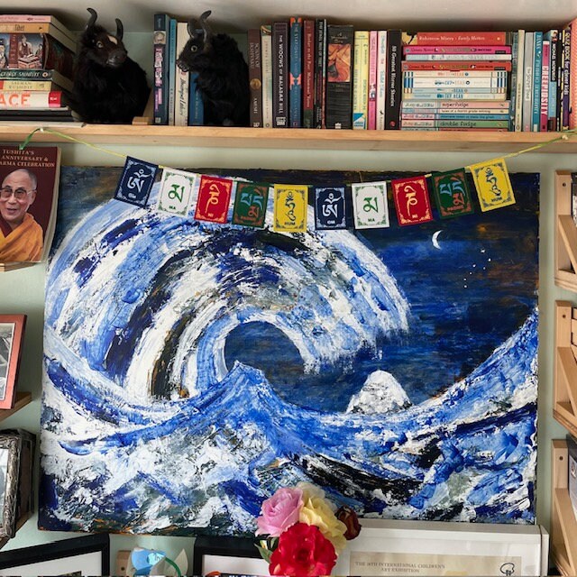 Small Tibetan Fabric Prayer Flags: Colorful Om Mani Padme Hum Flags
