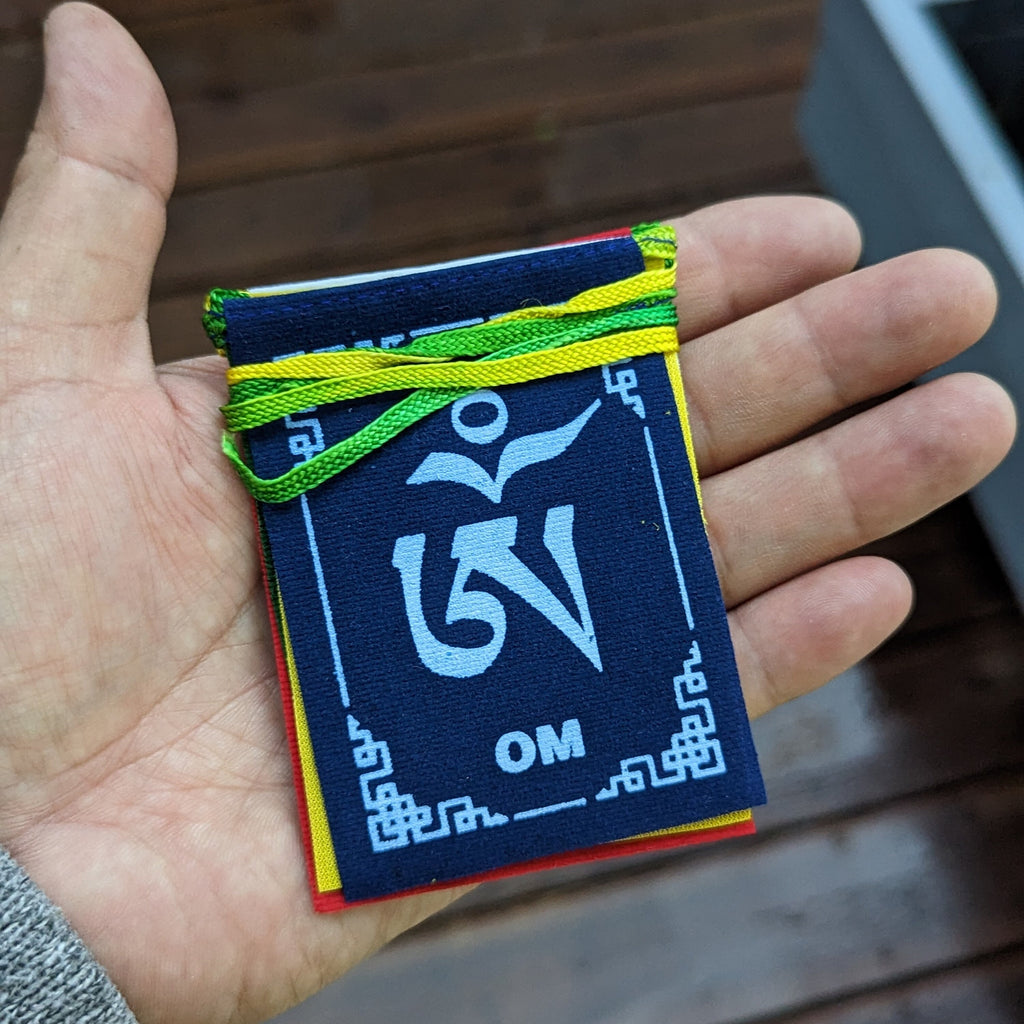 Small Tibetan Fabric Prayer Flags: Colorful Om Mani Padme Hum Flags