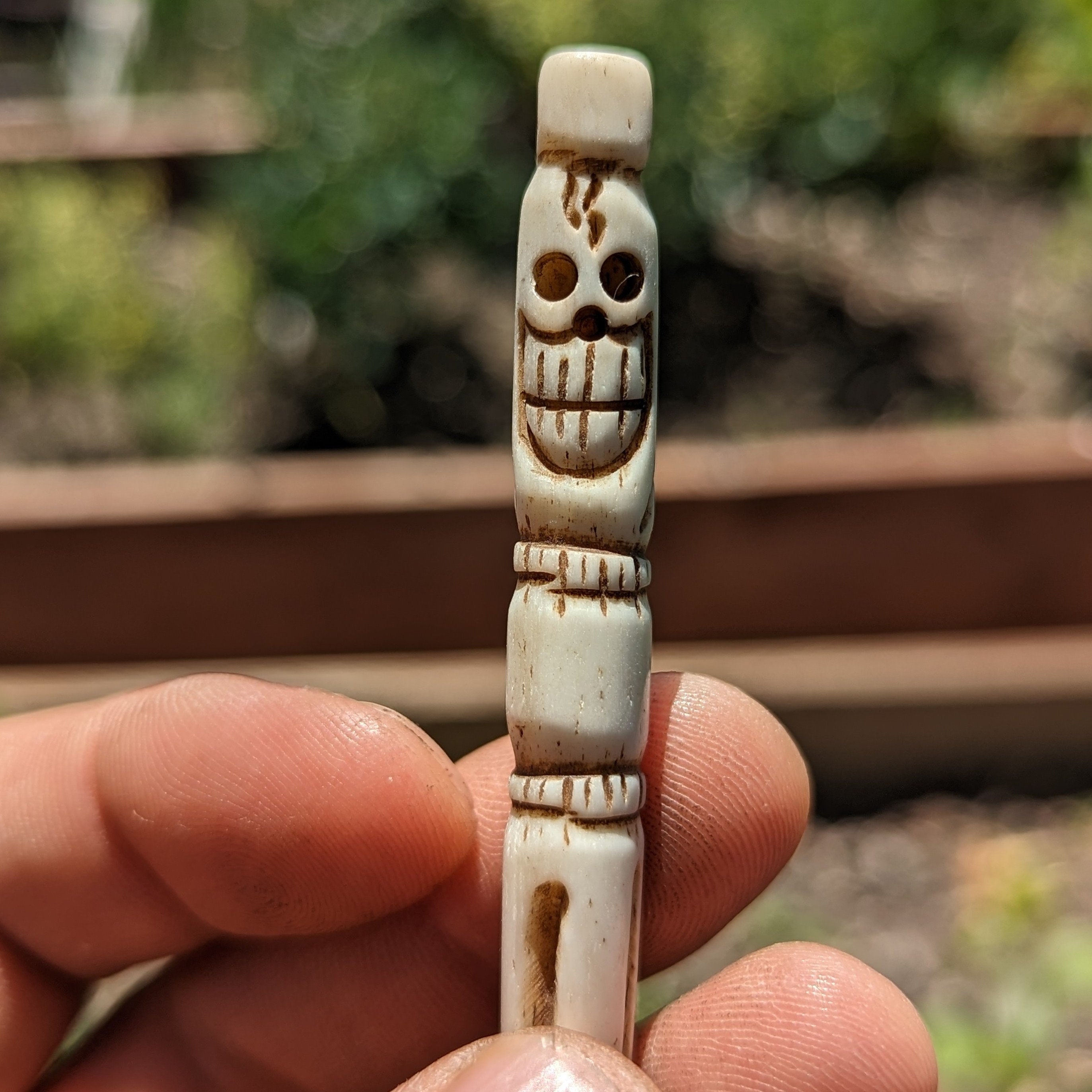 Hand Carved Yak Bone Phurba, Tibetan Ritual Dagger