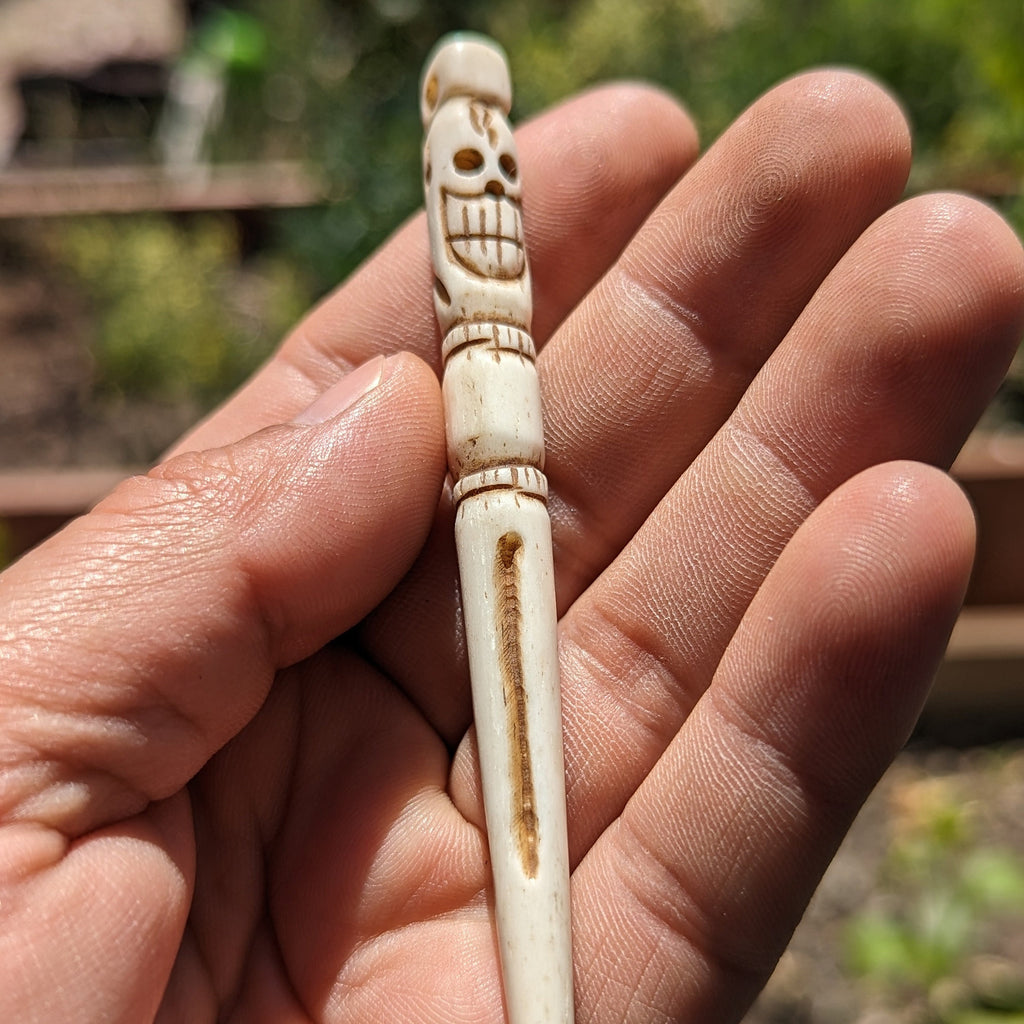 Hand Carved Yak Bone Phurba, Tibetan Ritual Dagger