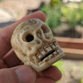 Hand Carved Yak Bone Skull Bead: Tibetan Vintage Mala Prayer