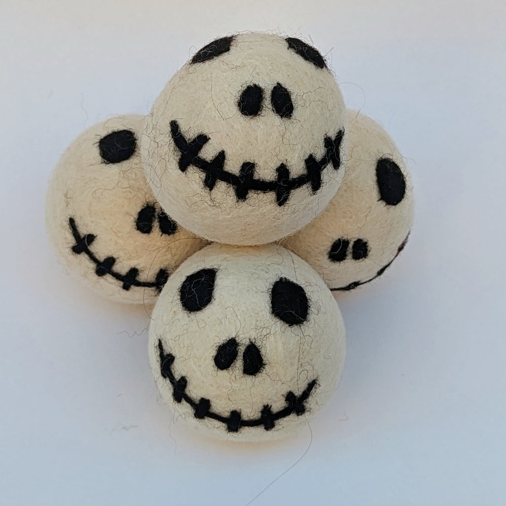 Organic Wool Dryer Balls (4-Pack): Sheep Design, Handmade in Nepal