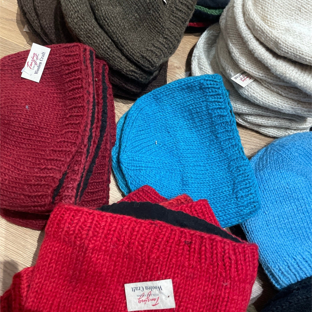 Handmade woolen knit fleece lined multi color unisex Beanie