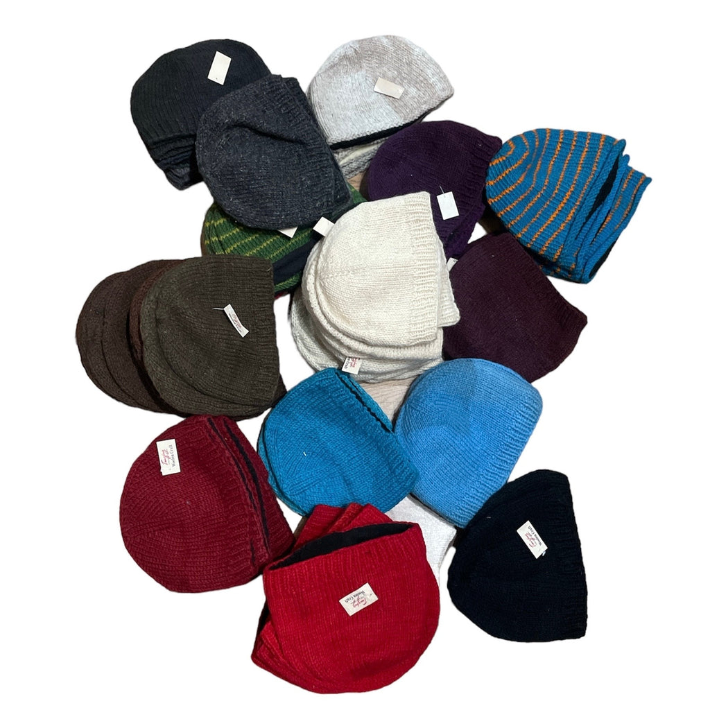 Handmade woolen knit fleece lined multi color unisex Beanie
