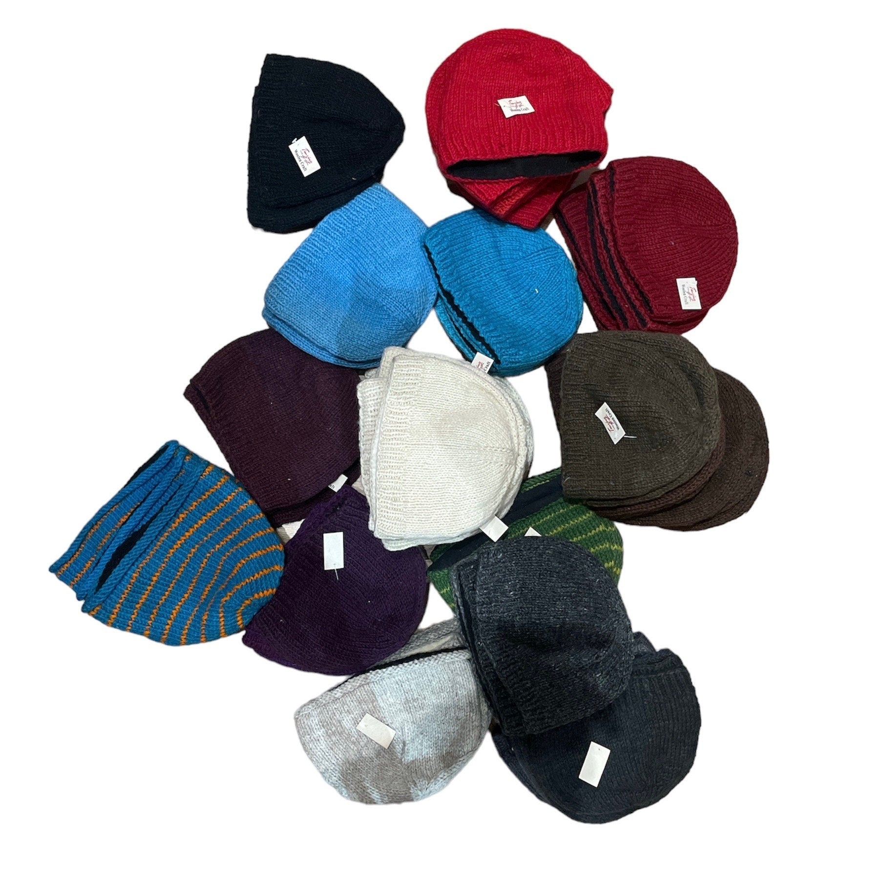 Handmade woolen knit fleece lined multi color unisex Beanie