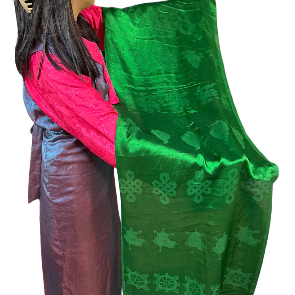 Tibetan Silk Khata Scarf: Auspicious Offering Scarf (2x8 ft)