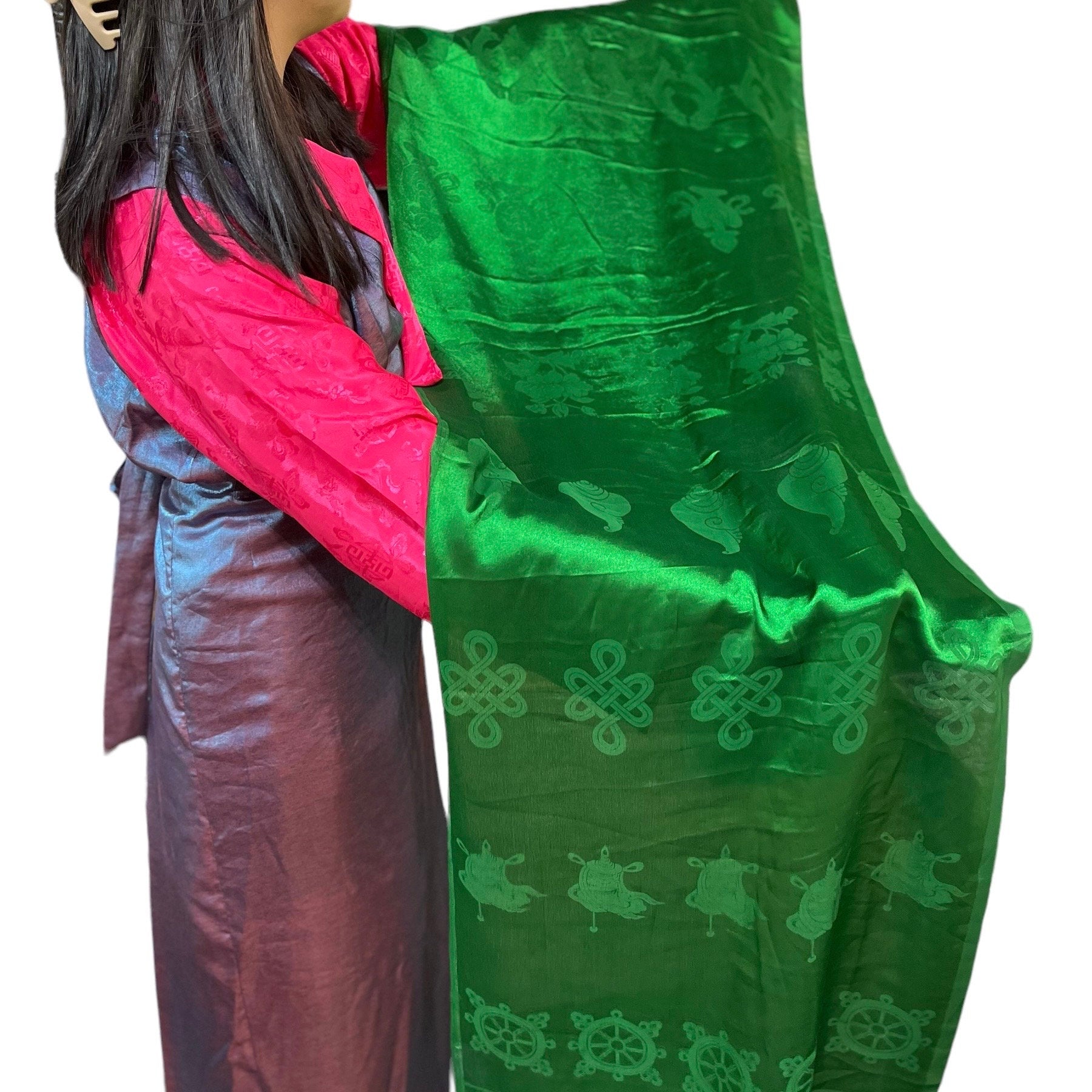 Tibetan Silk Khata Scarf: Auspicious Offering Scarf (2x8 ft)