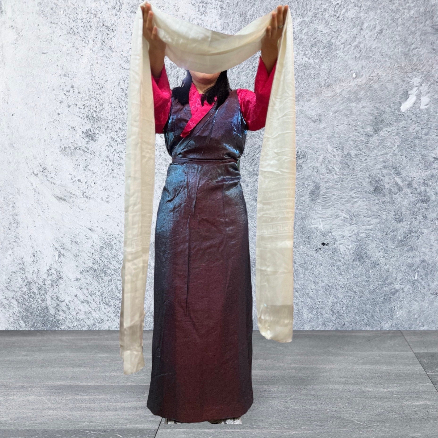 Tibetan Silk Khata Scarf: Auspicious Offering Scarf (2x8 ft)
