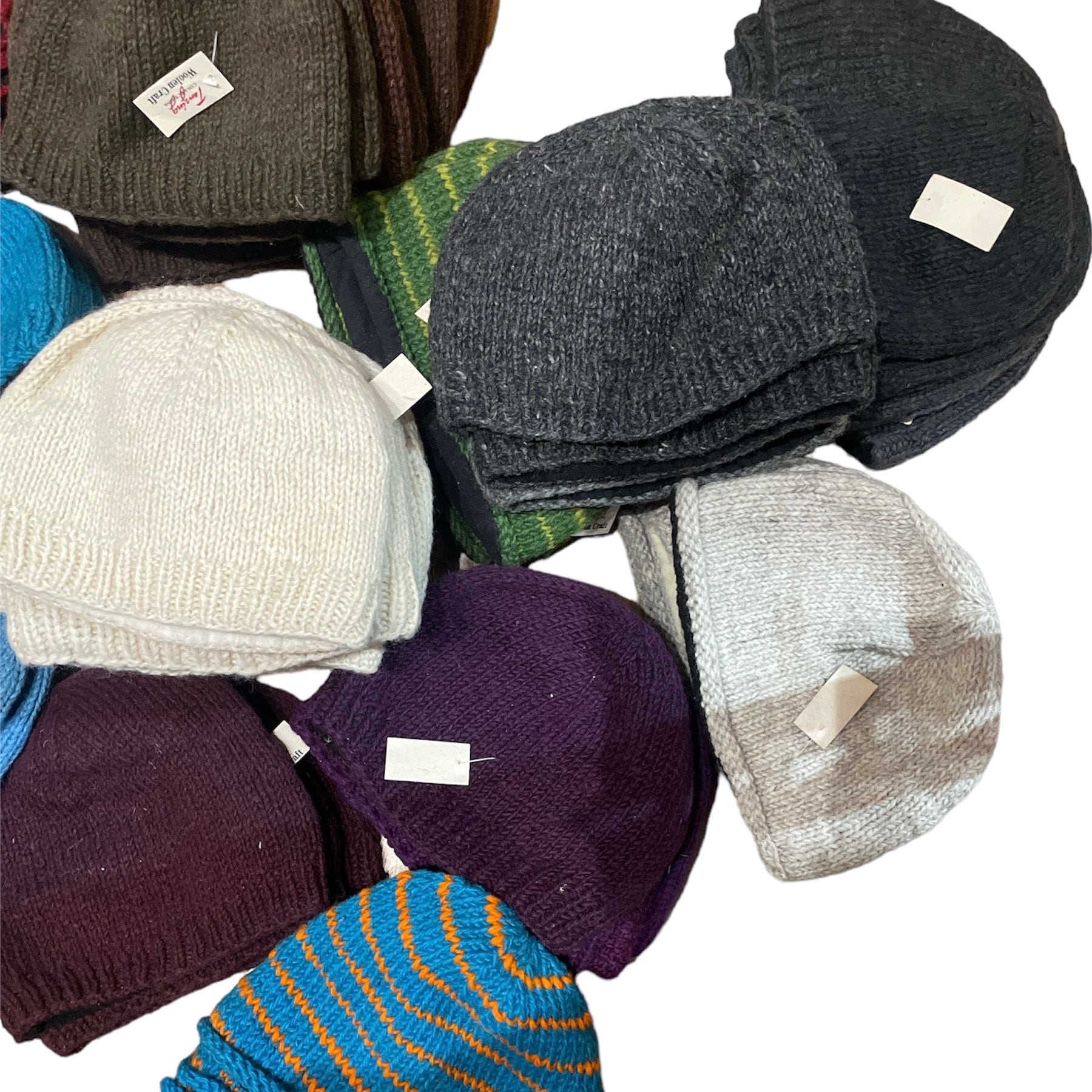 Handmade woolen knit fleece lined multi color unisex Beanie