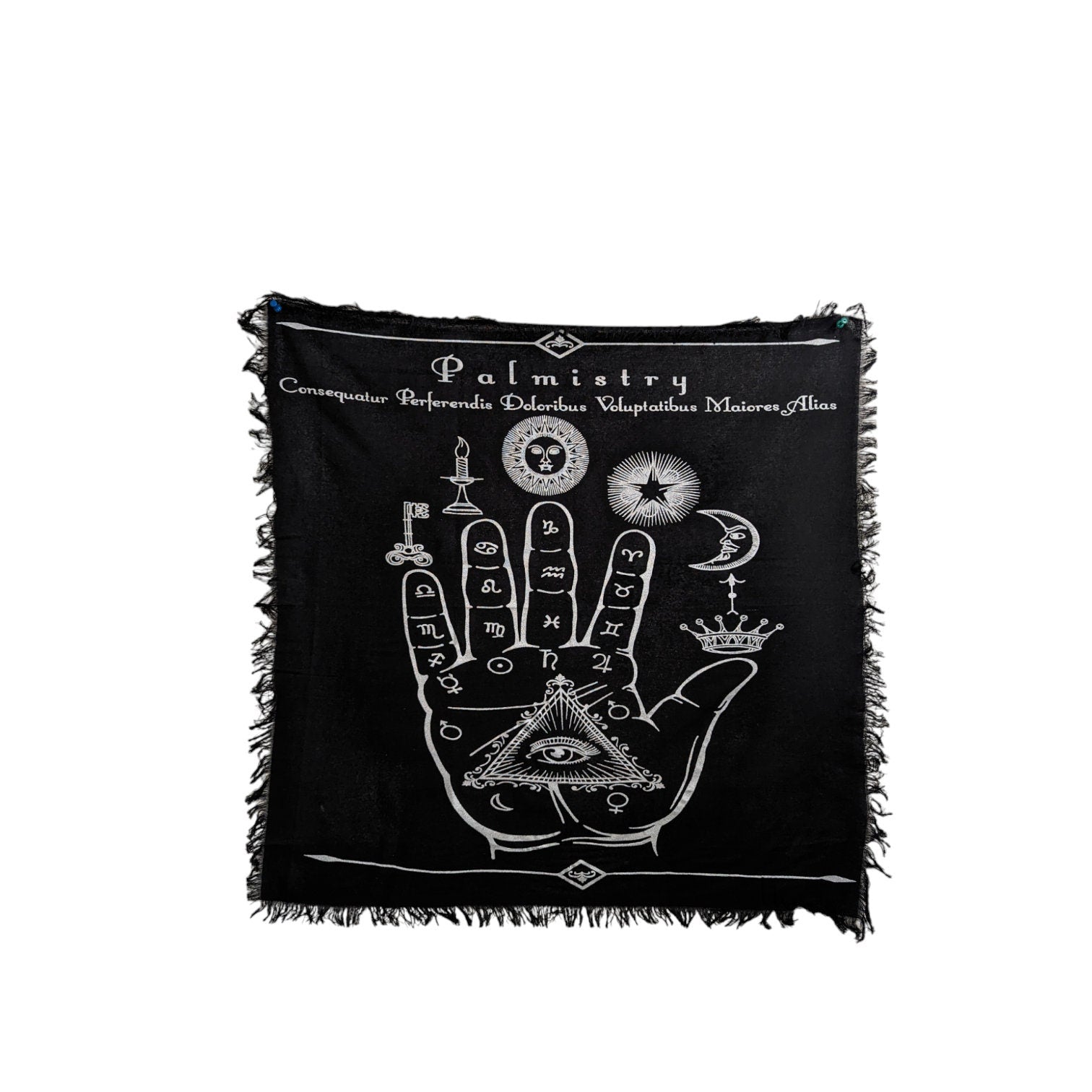 Selenite Crystal Tarot Cloth: Golden Zodiac Velvet Altar Cloth