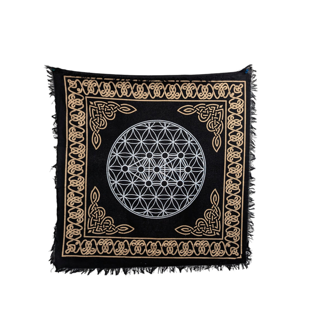 Zodiac Sun Tarot Cloth: Golden Selenite Crystal Altar Cloth