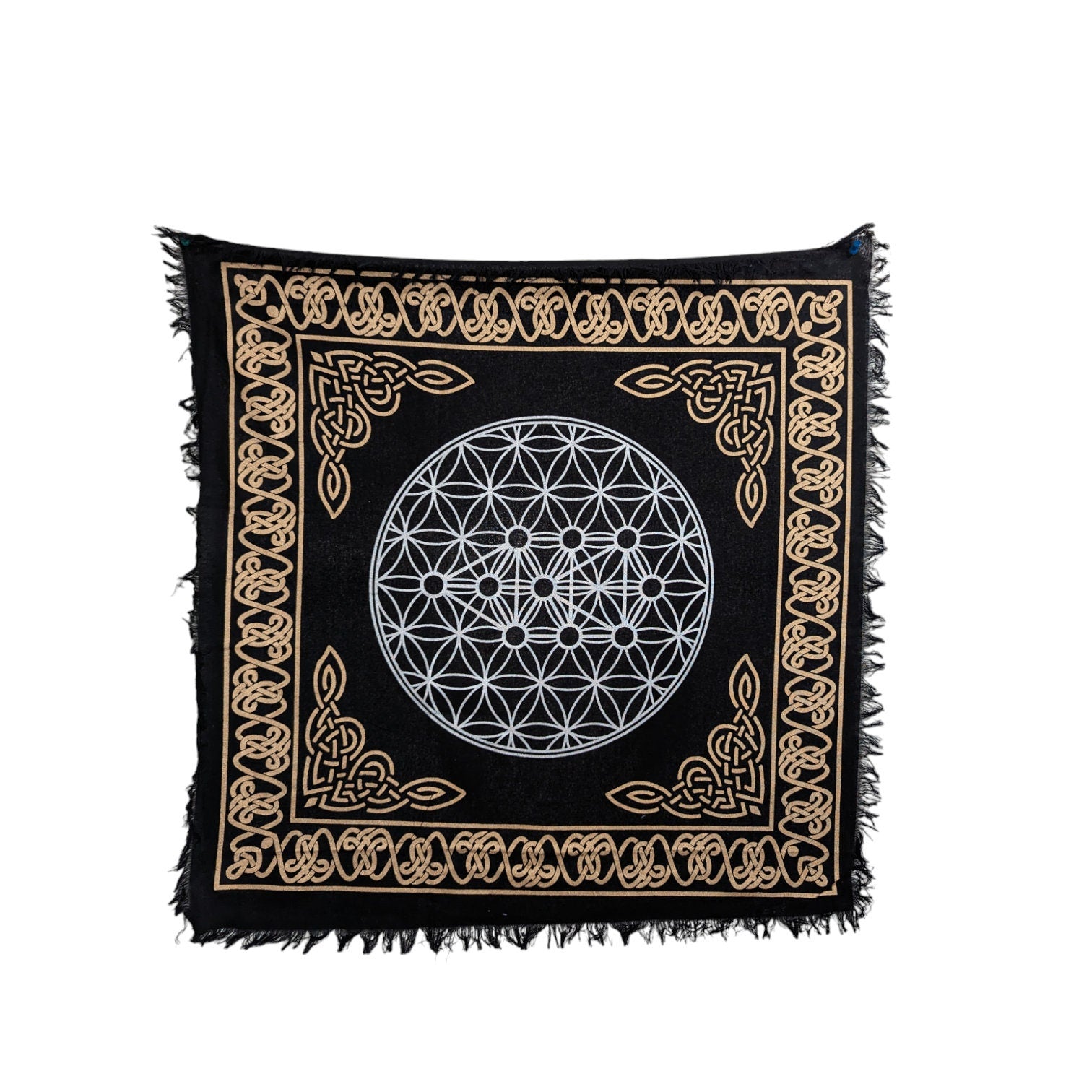 Zodiac Sun Tarot Cloth: Golden Selenite Crystal Altar Cloth