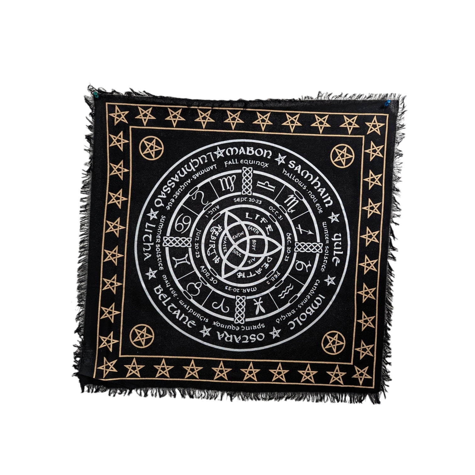Zodiac Sun Tarot Cloth: Golden Divination Altar Tablecloth