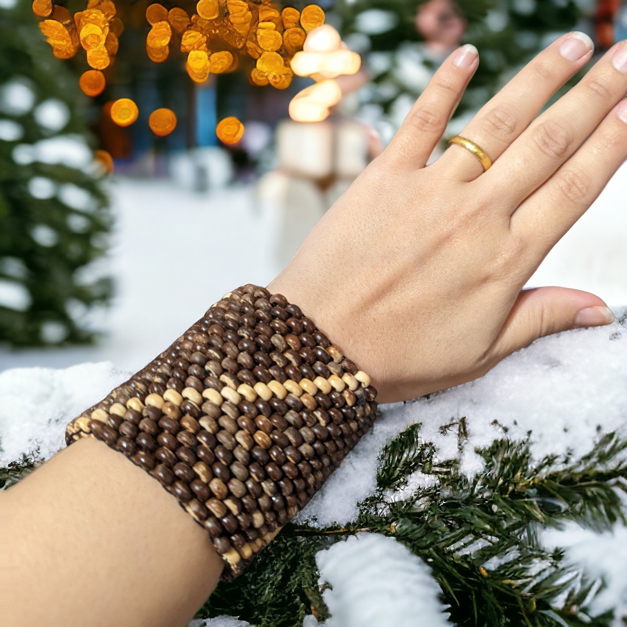 Coconut Beaded Bracelet: Unisex Tribal Bohemian Jewelry