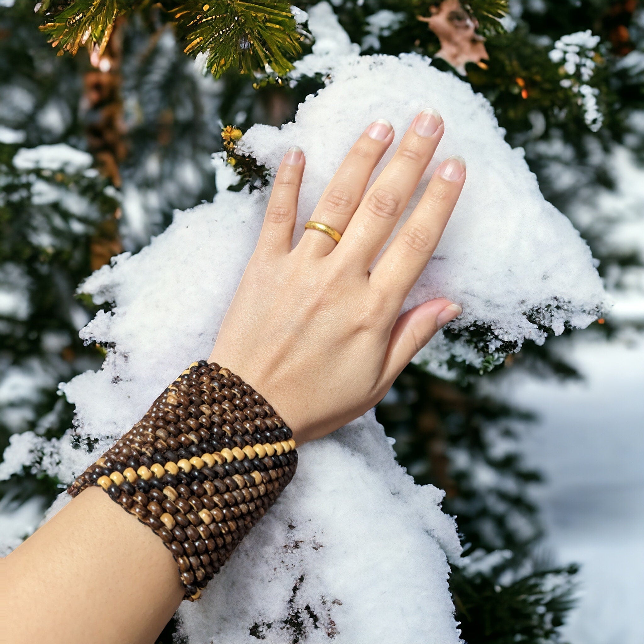 Coconut Beaded Bracelet: Unisex Tribal Bohemian Jewelry