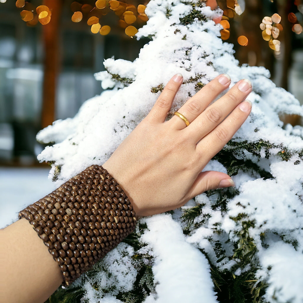 Coconut Beaded Bracelet: Unisex Tribal Bohemian Jewelry