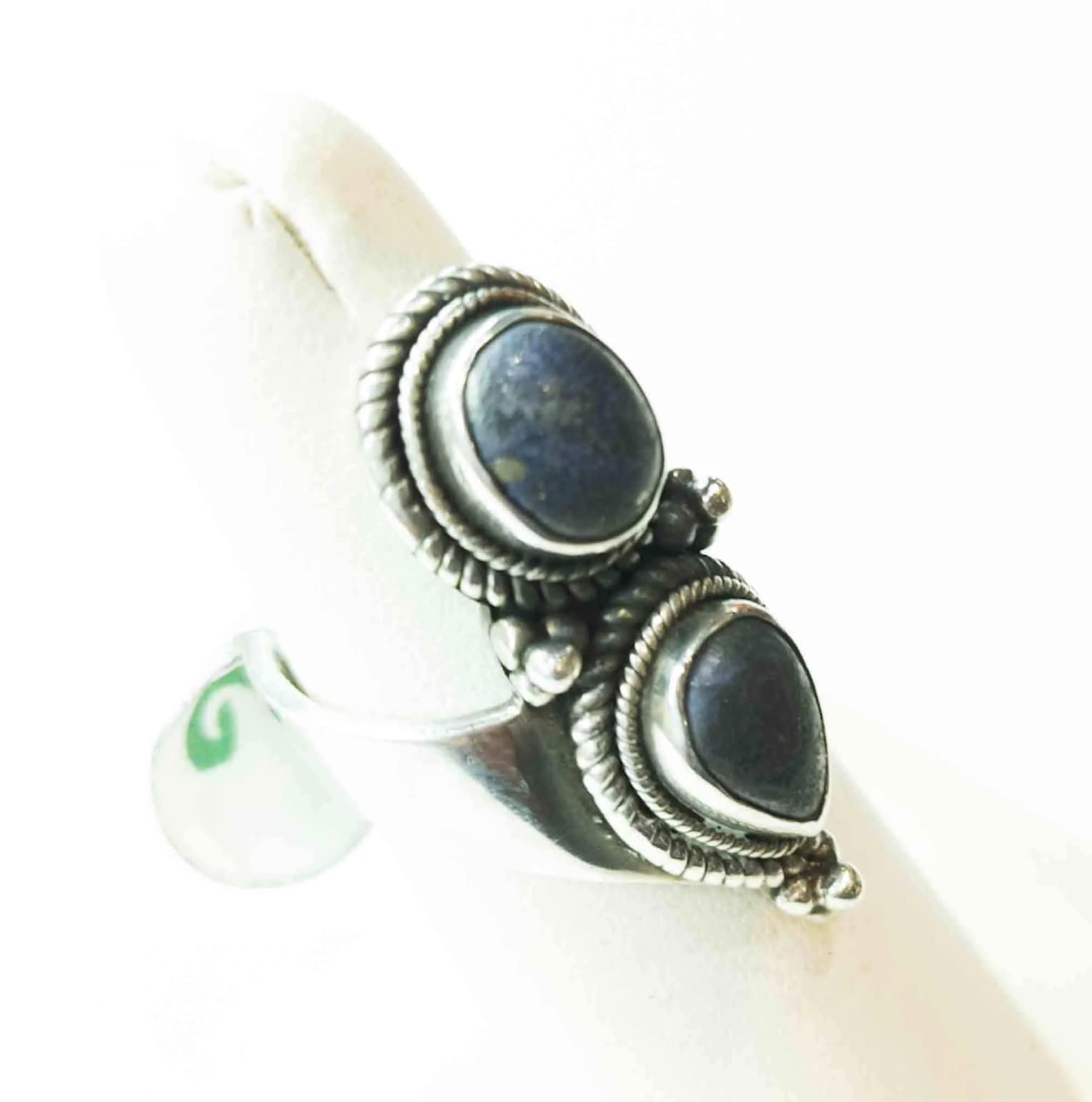 Handmade Tibetan Silver Ring: Turquoise, Lapis Lazuli, Coral