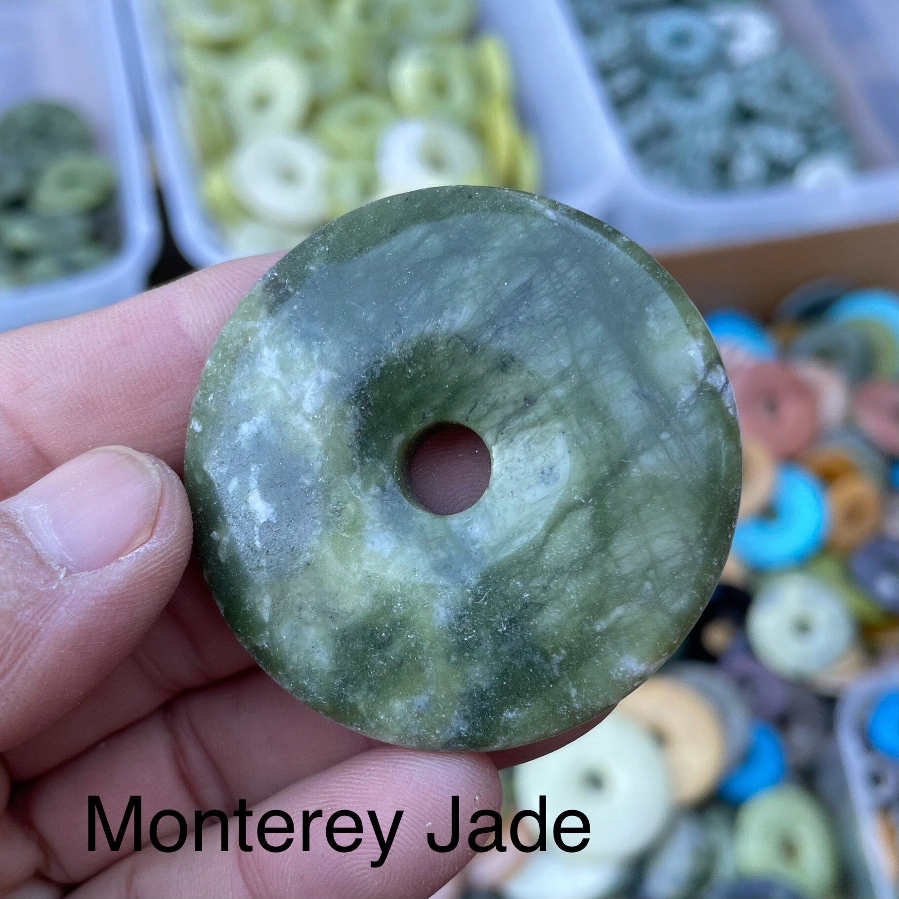 Crystal Donut Pendant: Gemstone Pi Necklace