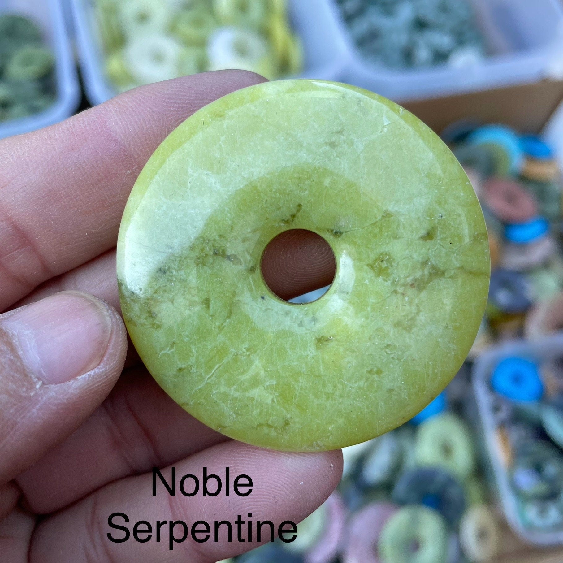 Crystal Donut Pendant: Gemstone Pi Necklace