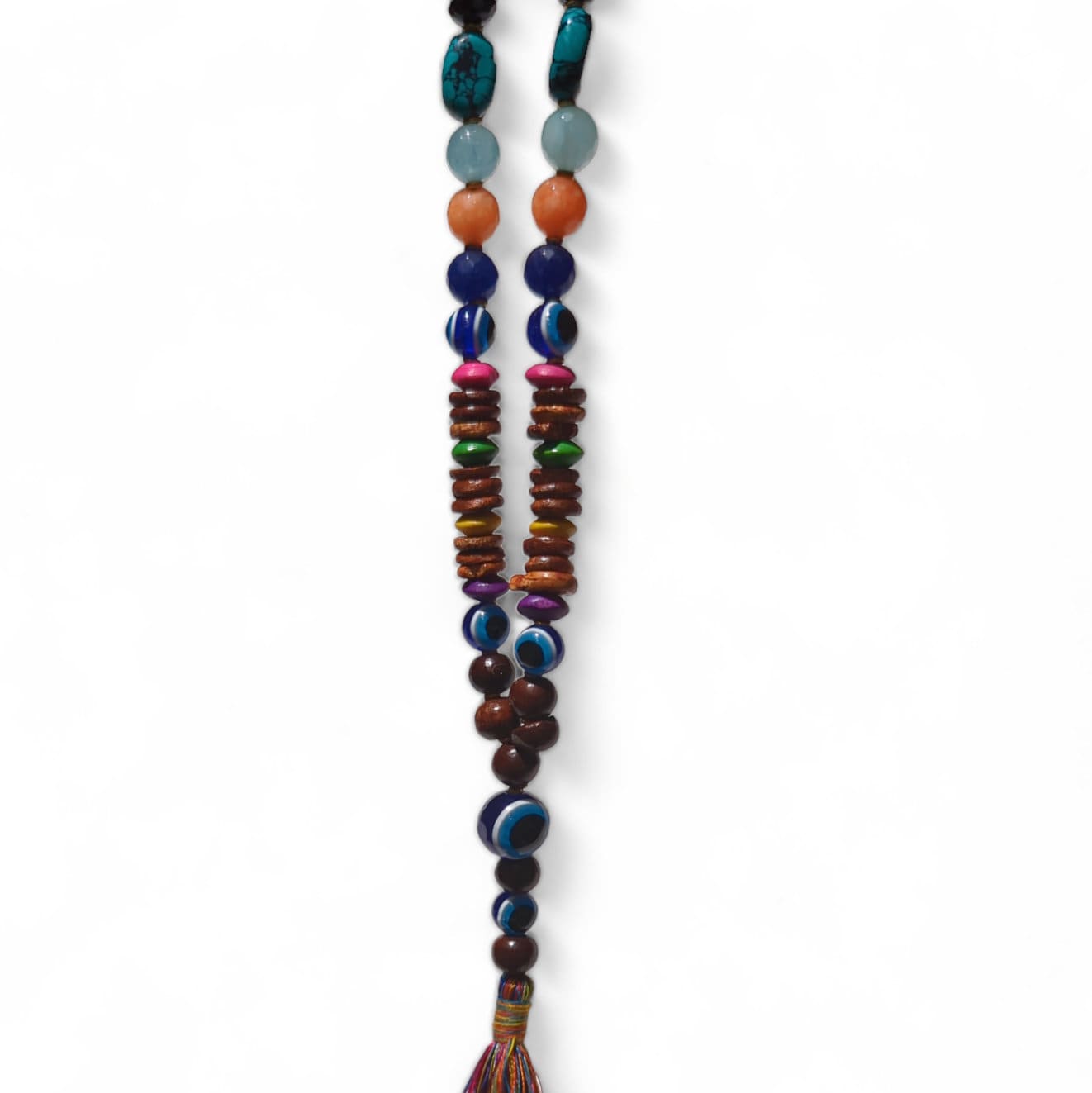 Evil Eye Mala Necklace: Himalayan Rosewood Meditation Beads