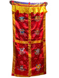 Tibetan Door Curtain: Auspicious Symbols, Silk Cotton Blend (3x6 ft)