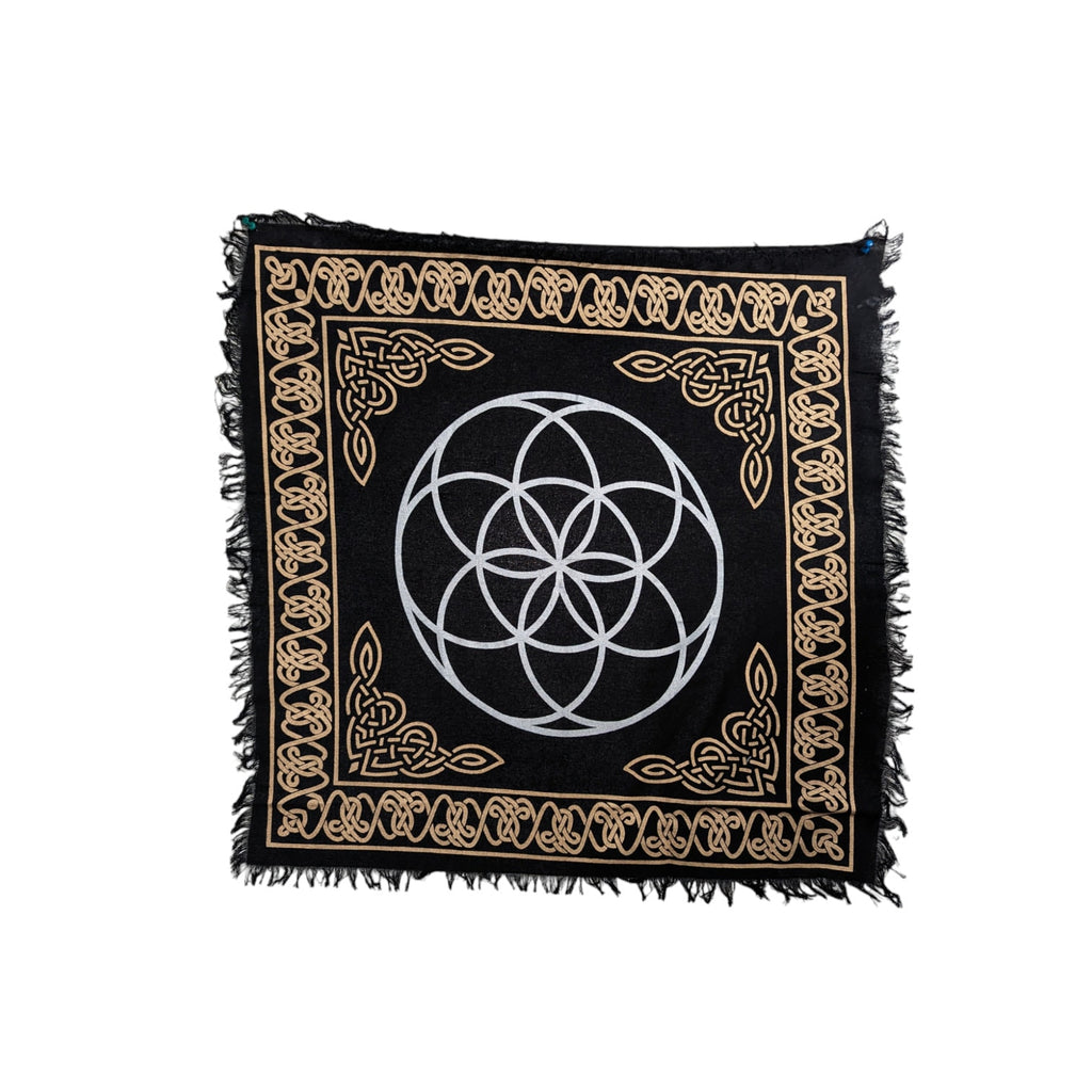 Zodiac Sun Tarot Cloth: Golden Divination Altar Tablecloth