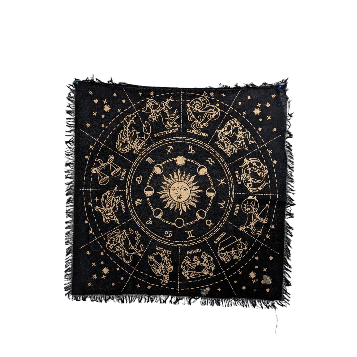 Zodiac Sun Tarot Cloth: Golden Divination Altar Tablecloth