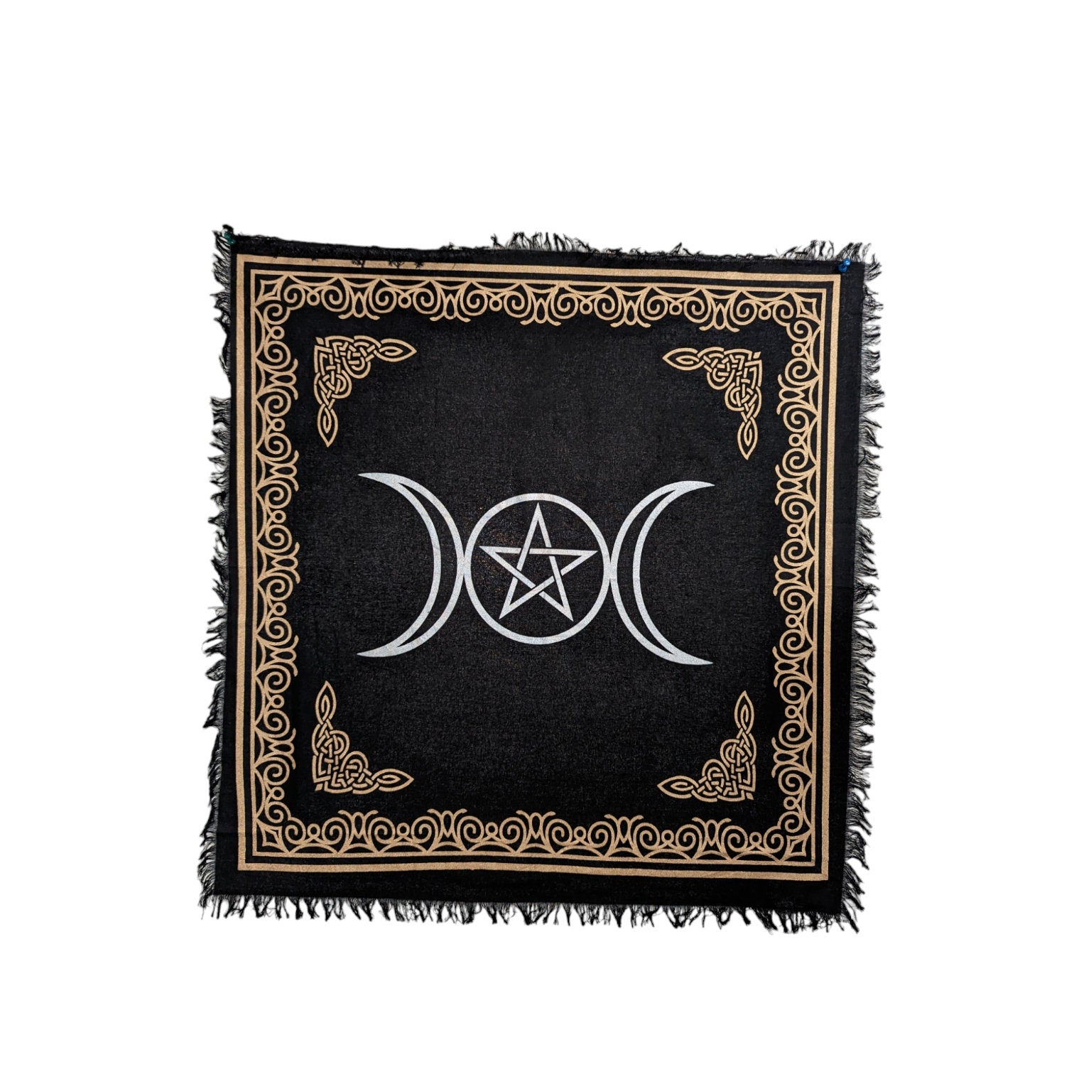 Selenite Crystal Tarot Cloth: Golden Zodiac Velvet Altar Cloth