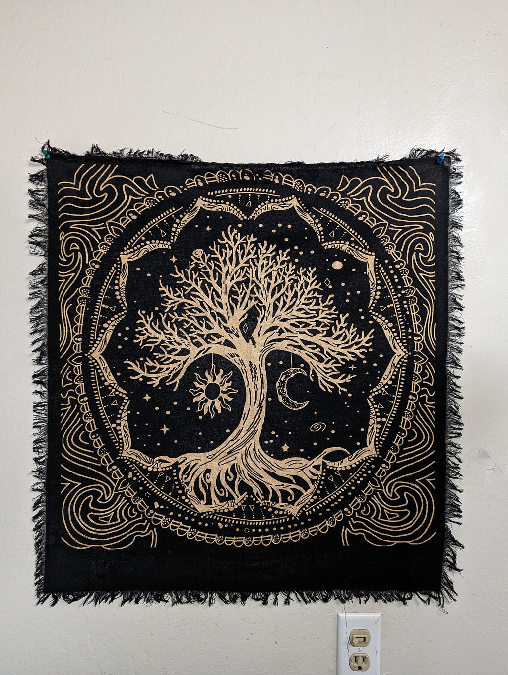 Selenite Crystal Tarot Cloth: Golden Zodiac Velvet Altar Cloth