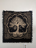 Selenite Crystal Tarot Cloth: Golden Zodiac Velvet Altar Cloth