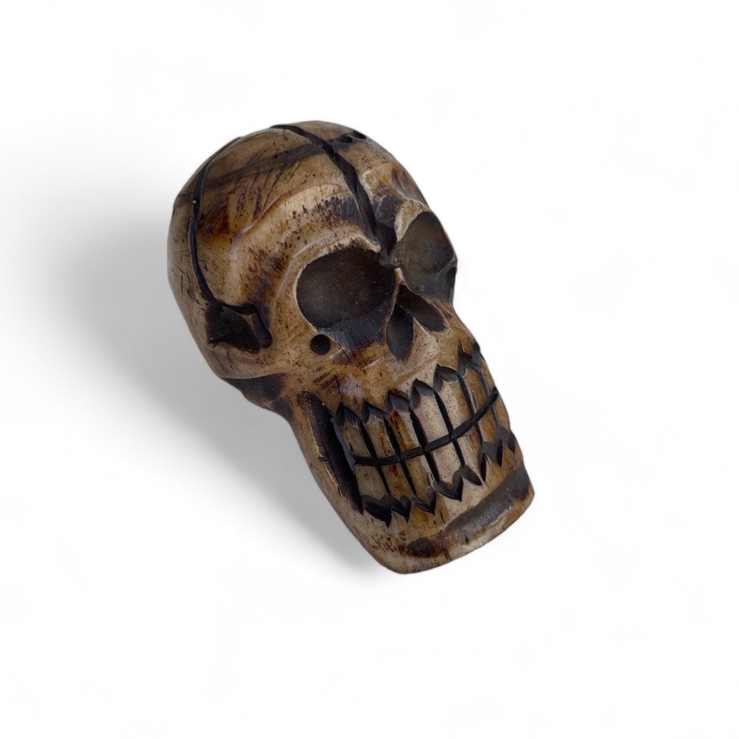 Tibetan rare vintage Yak bone Hand carved skull beads