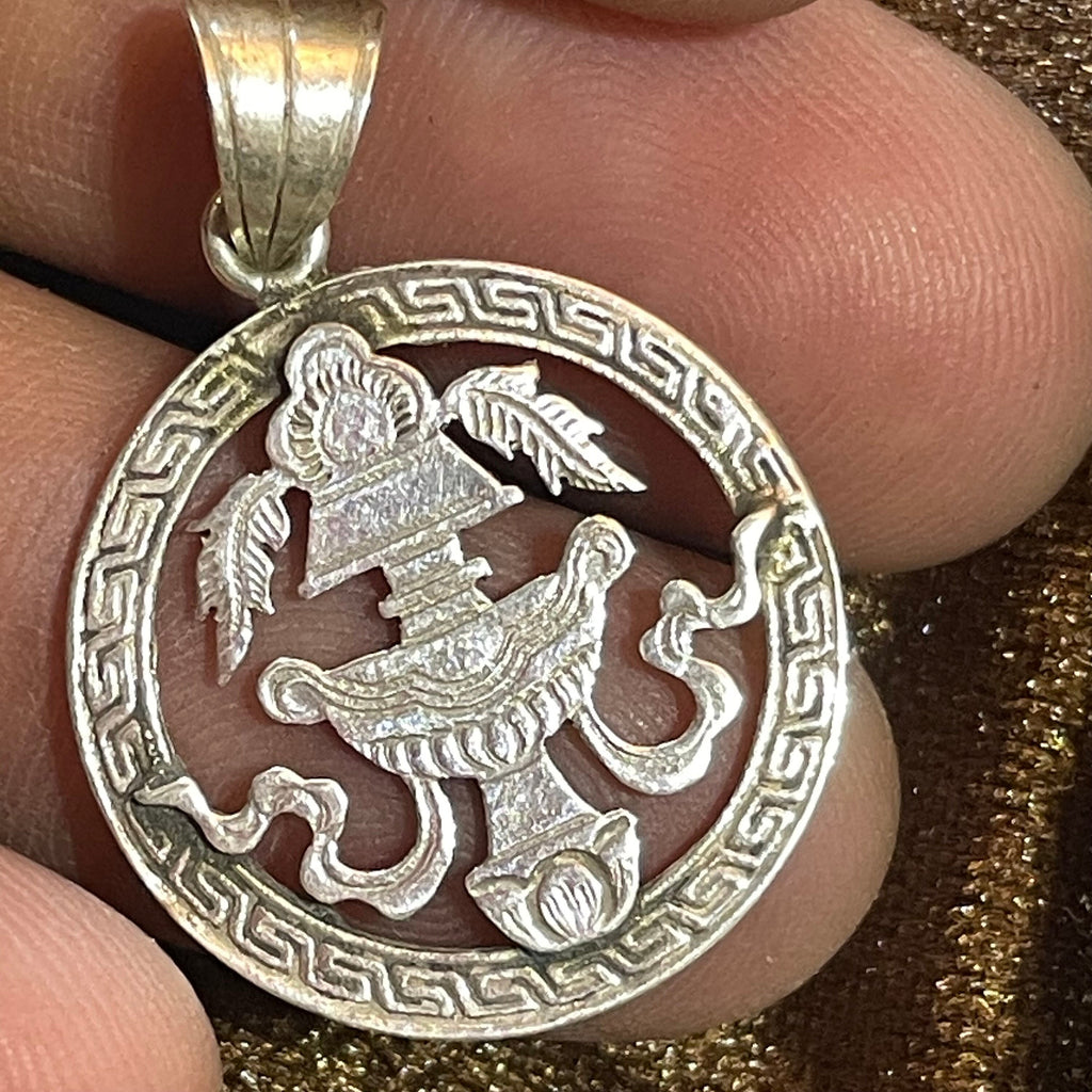 Sterling Silver Treasure Vase Pendant: Handmade Nepalese Mandala T1102-004.8