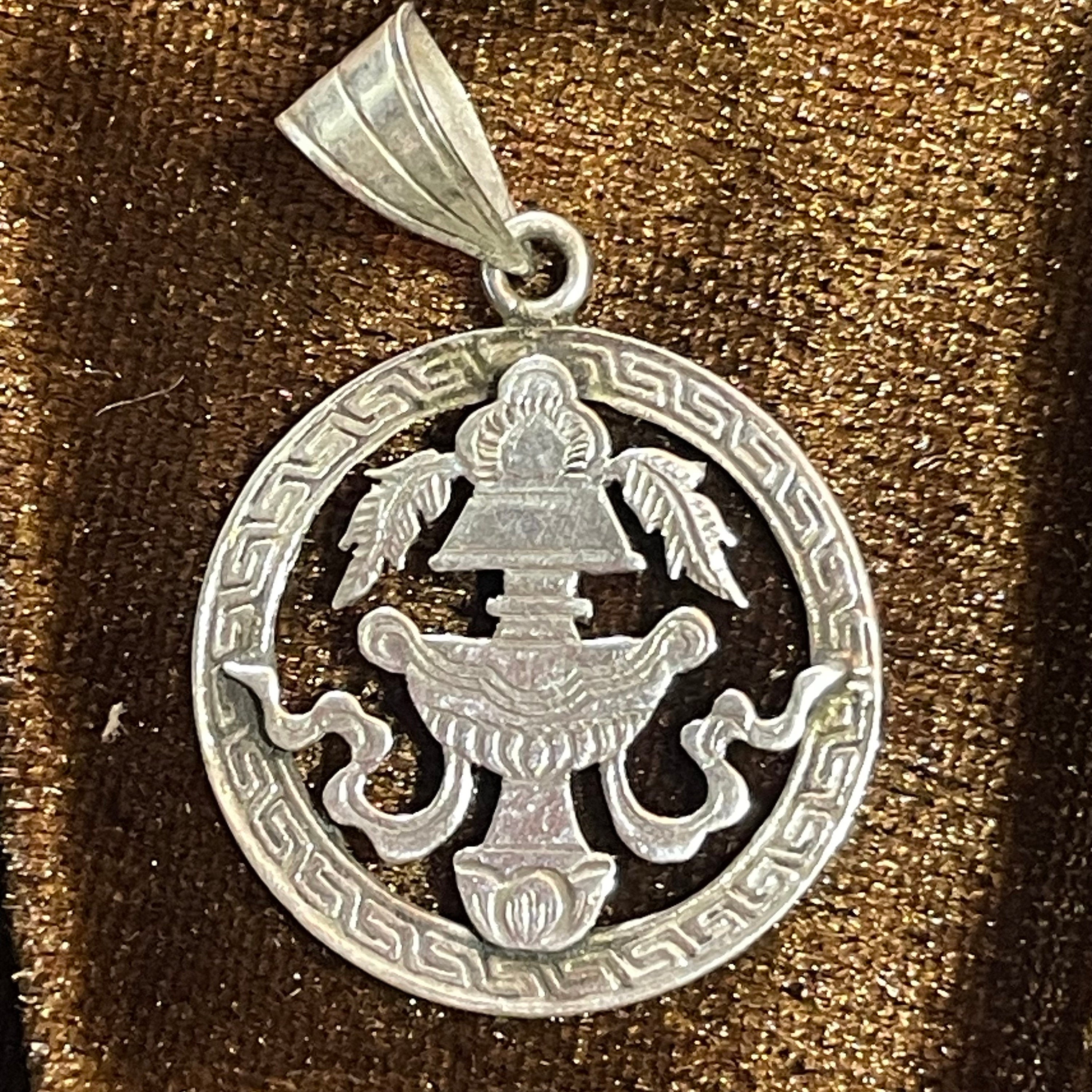 Sterling Silver Treasure Vase Pendant: Handmade Nepalese Mandala T1102-004.8