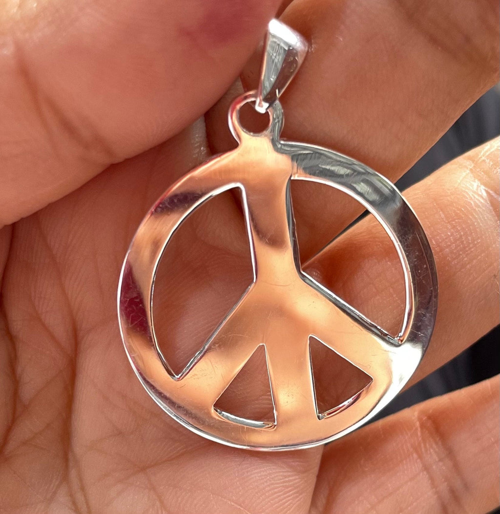 Silver Peace Pendant with Coral Inlay, Handmade Nepal Mandala Symbol