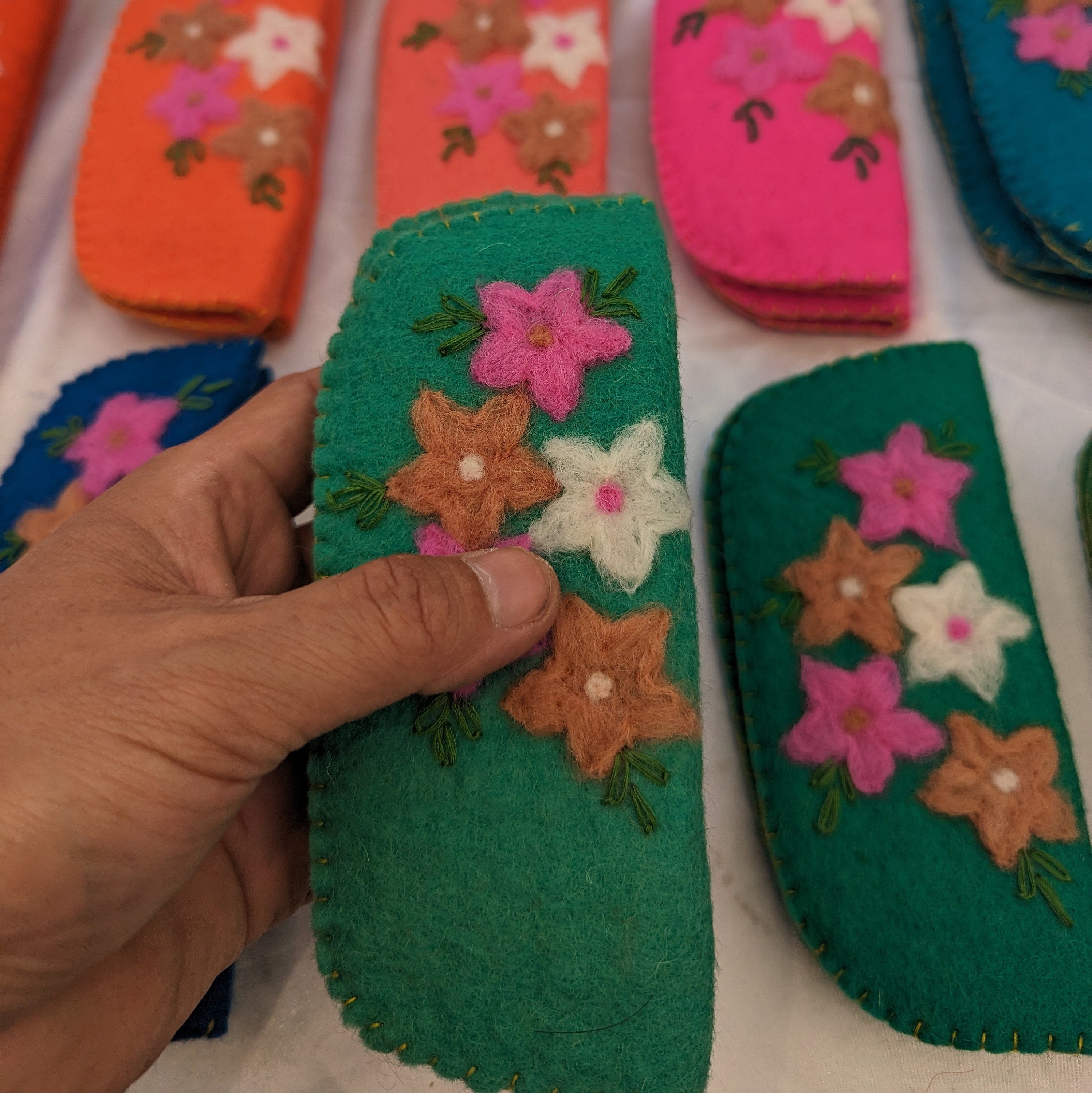 Handmade Wool Felt Glasses Case: Floral Design