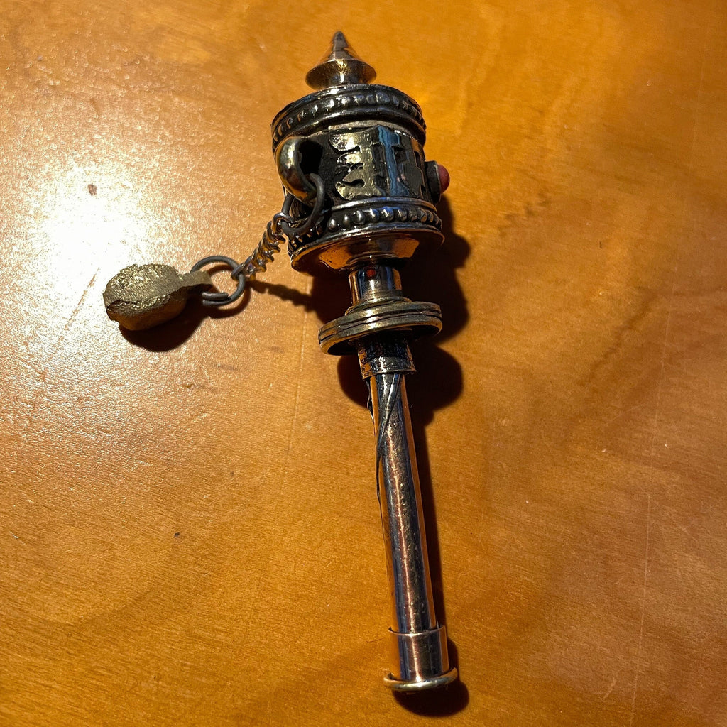 Handmade Mini Tibetan Prayer Wheel: Om Mantra, Brass & Copper