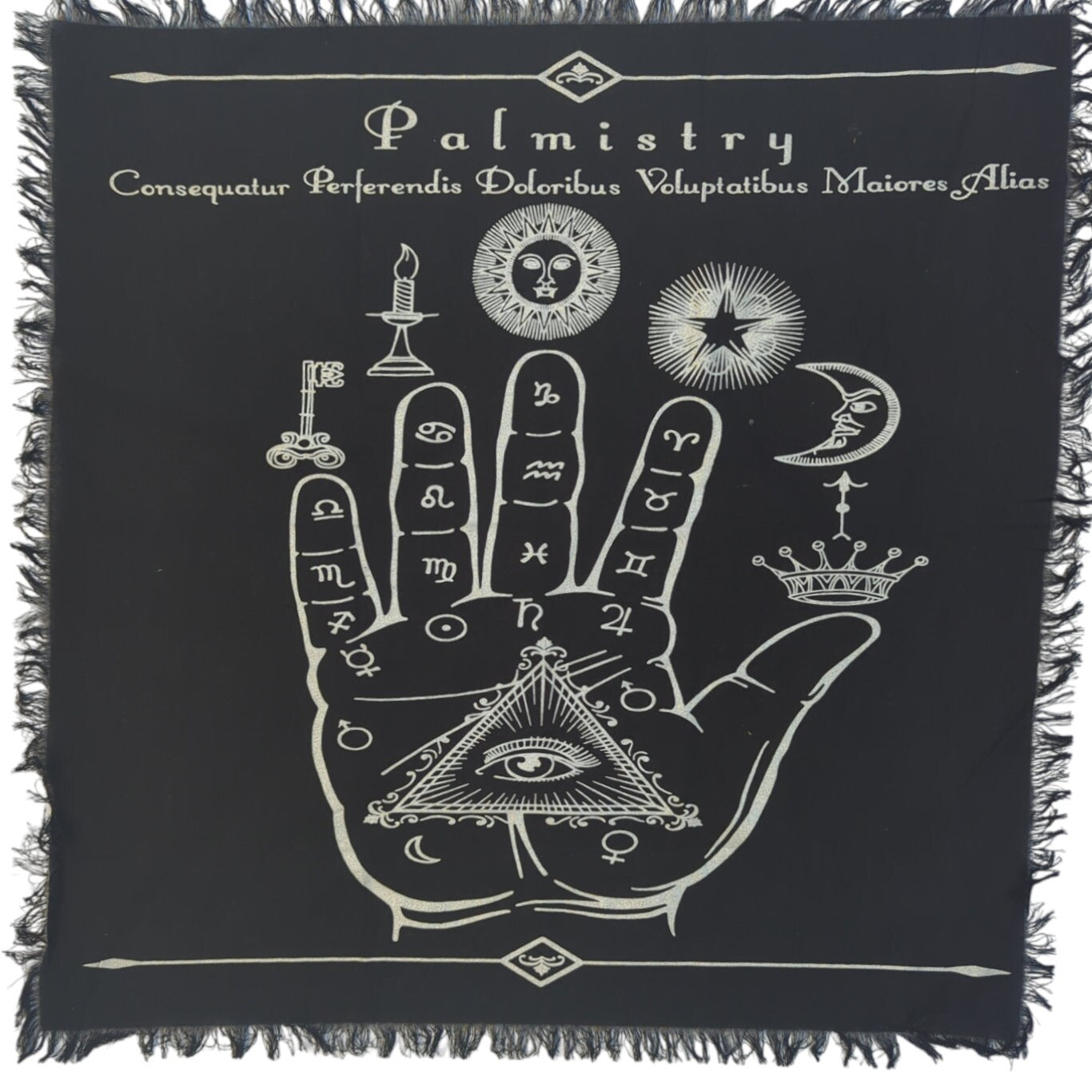 Zodiac Sun Tarot Cloth: Golden Selenite Crystal Altar Cloth