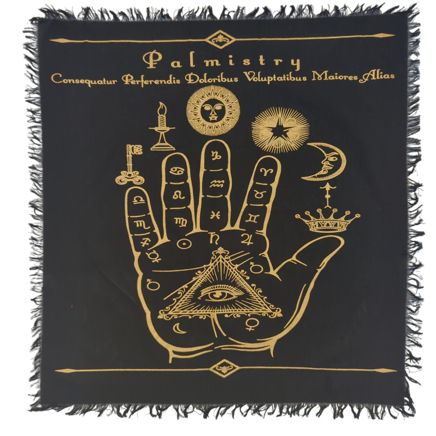 Zodiac Sun Tarot Cloth: Golden Selenite Crystal Altar Tablecloth