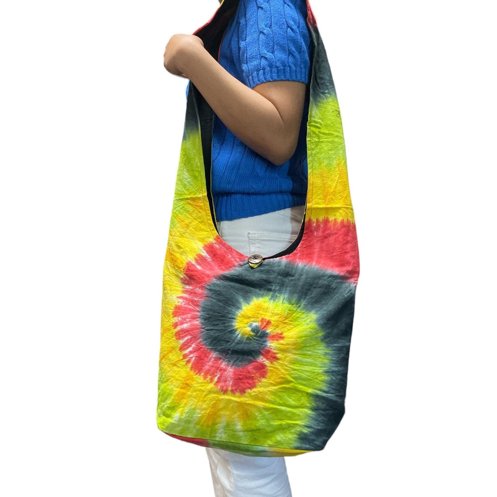 Tie Dye Cotton Shoulder Bag: Vibrant Sunburst Crossbody
