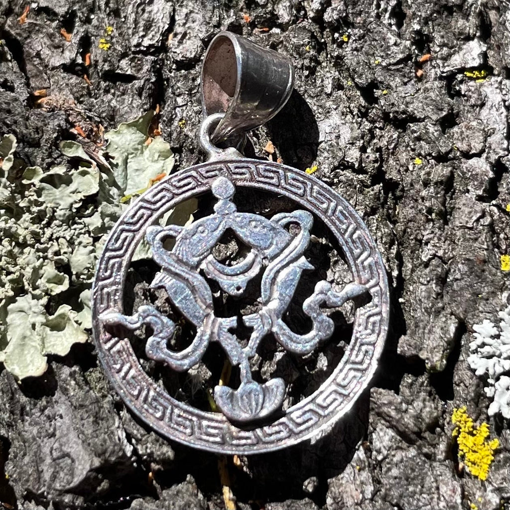 Auspicious Golden Fishes: (Silver Pendant of Auspicious symbol) (T1102-004.3)