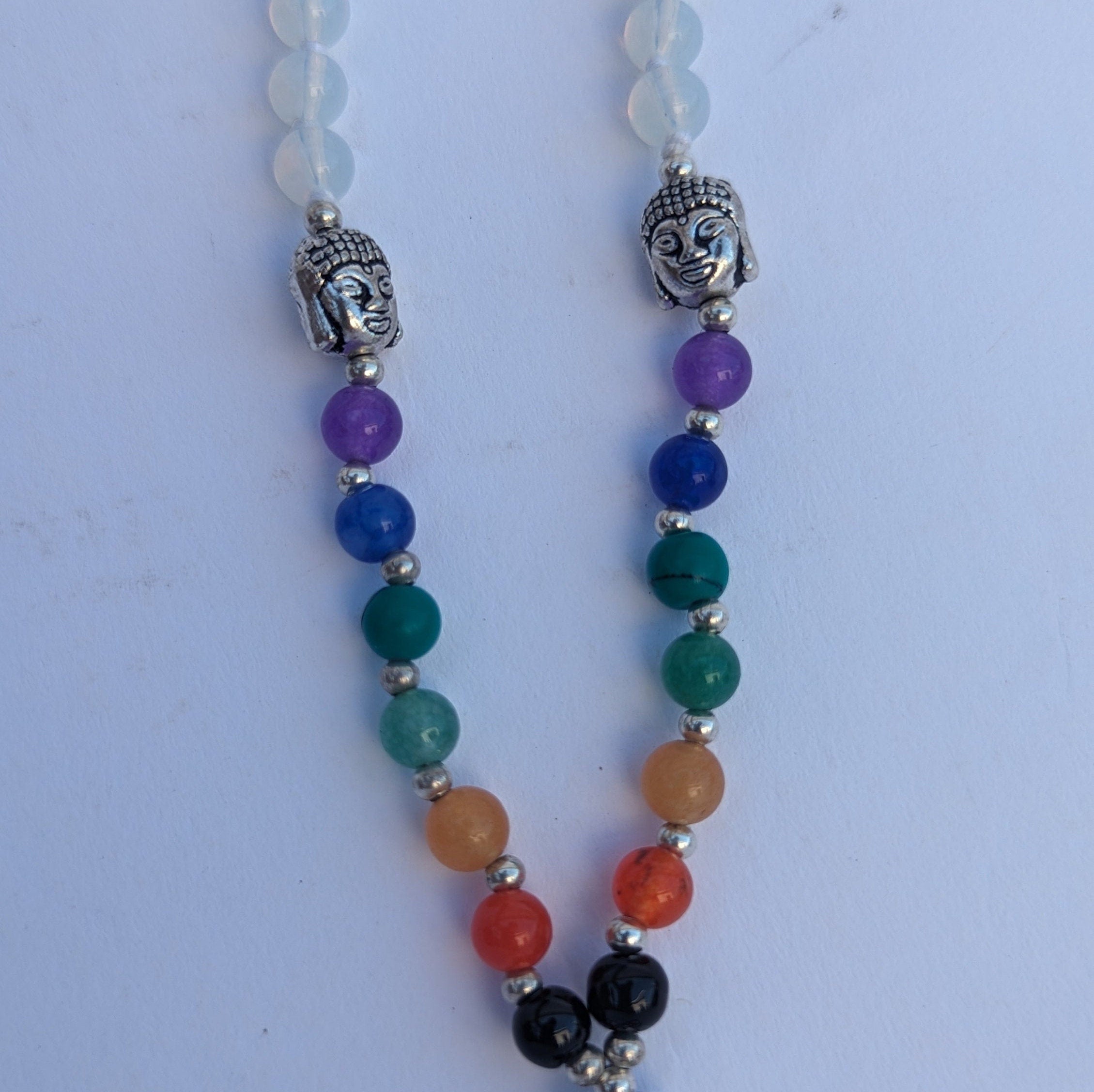Milky Quartz 7-Chakra Mala: Knotted Meditation Beads