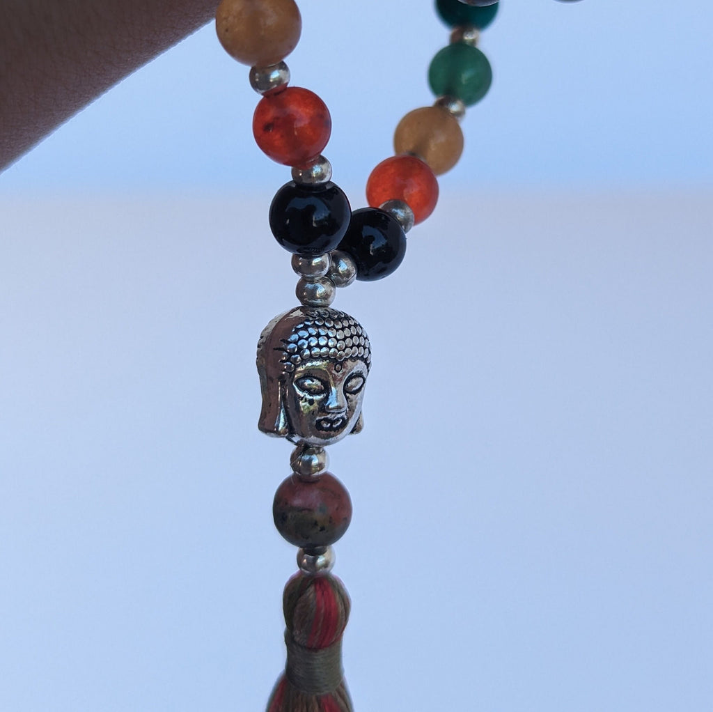 Unakite Jasper Mala: 7 Chakra Stone Meditation Beads