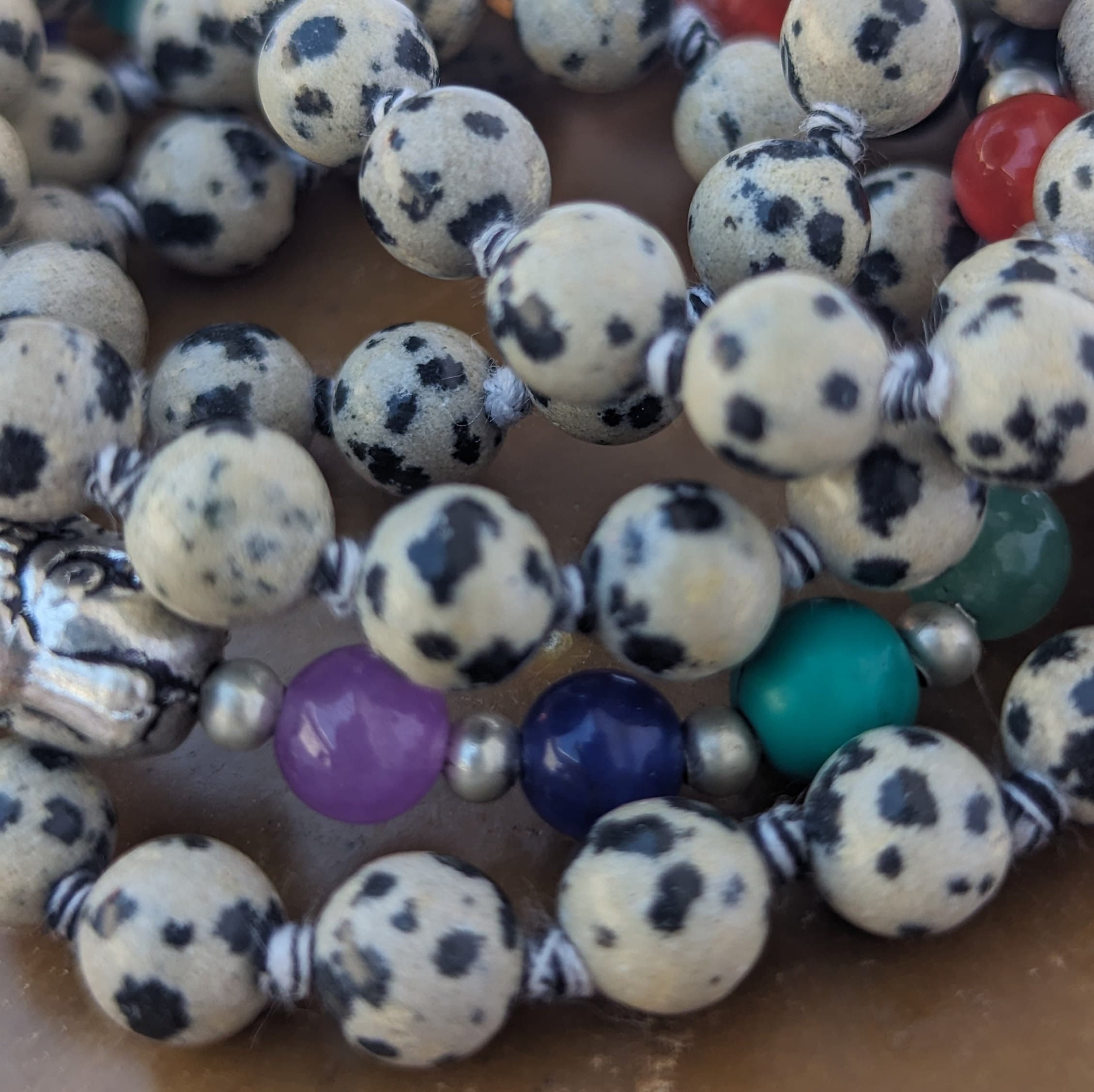 Dalmatian Jasper Mala: 7 Chakra Stone Meditation Beads
