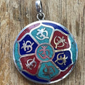 Om Mani Padme Hug, Buddhist Necklace Silver Pendant. (Central Buddha eye) (New P5)