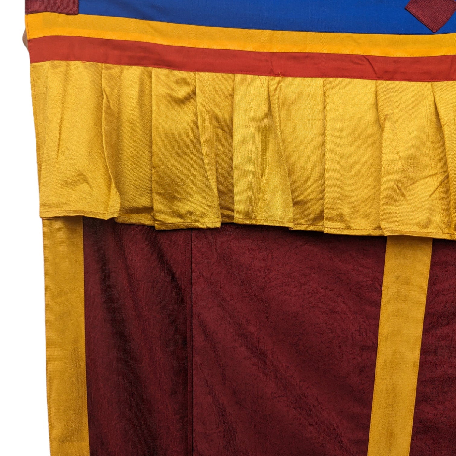 Velvet Tibetan Door Curtain: Auspicious Symbols, Buddhist Decor (3x6 ft)