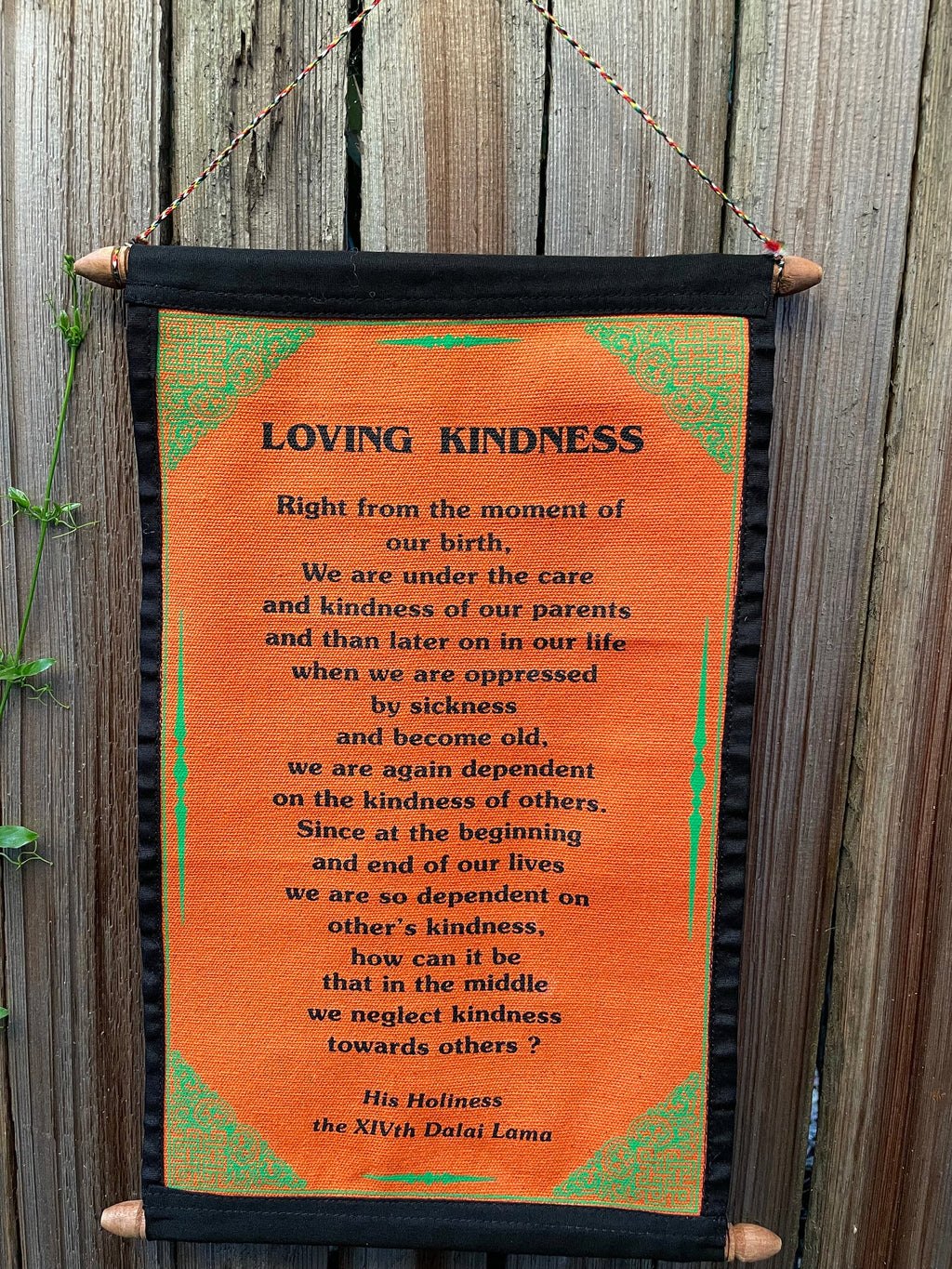 Dalai Lama 'Loving Kindness' Quote Banner - Cotton Wall Hanging