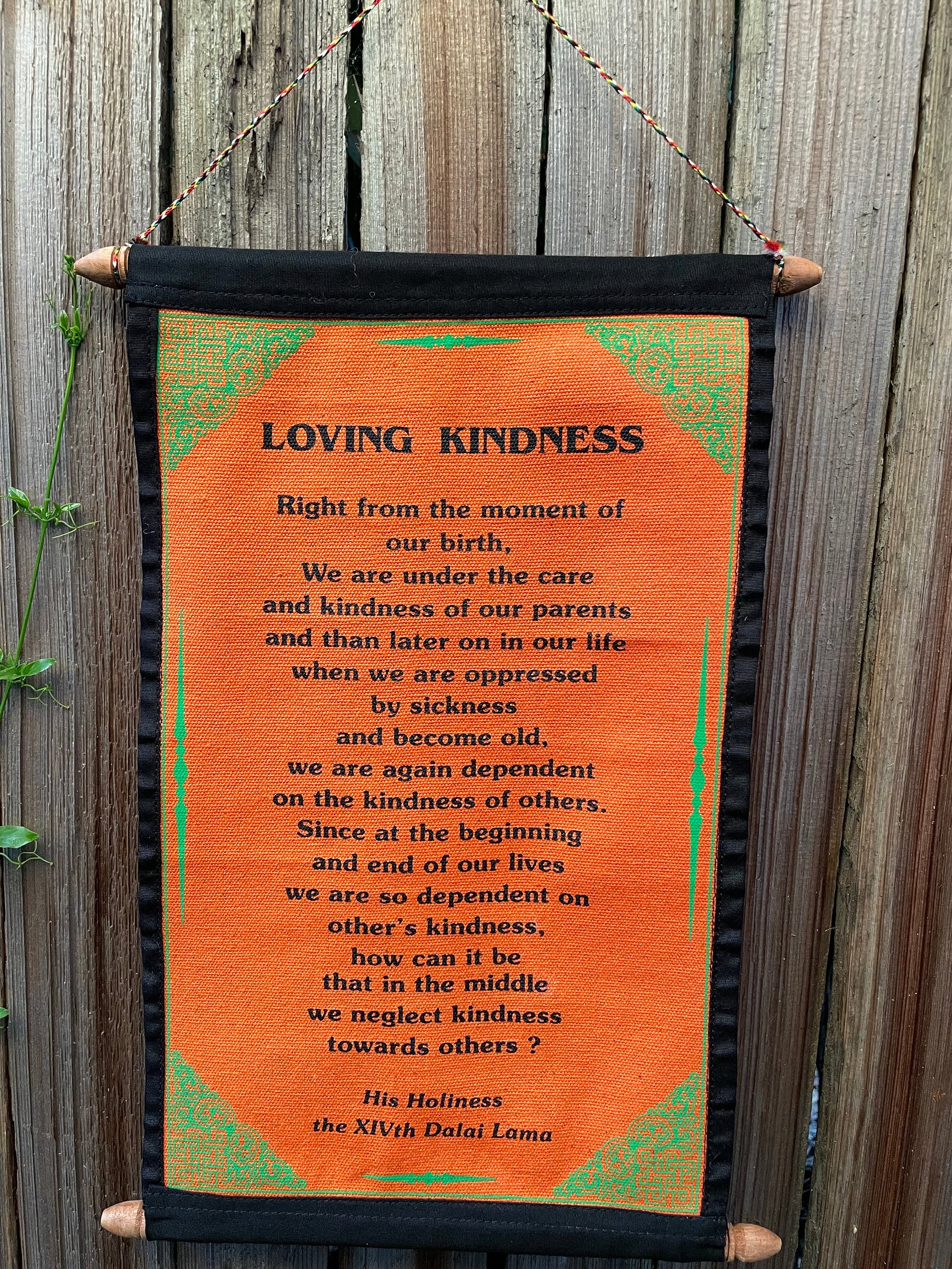 Dalai Lama 'Loving Kindness' Quote Banner - Cotton Wall Hanging