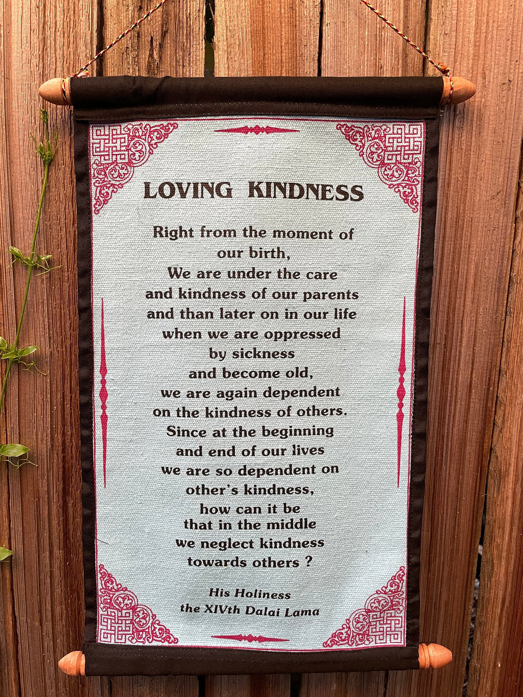 Dalai Lama 'Loving Kindness' Quote Banner - Cotton Wall Hanging