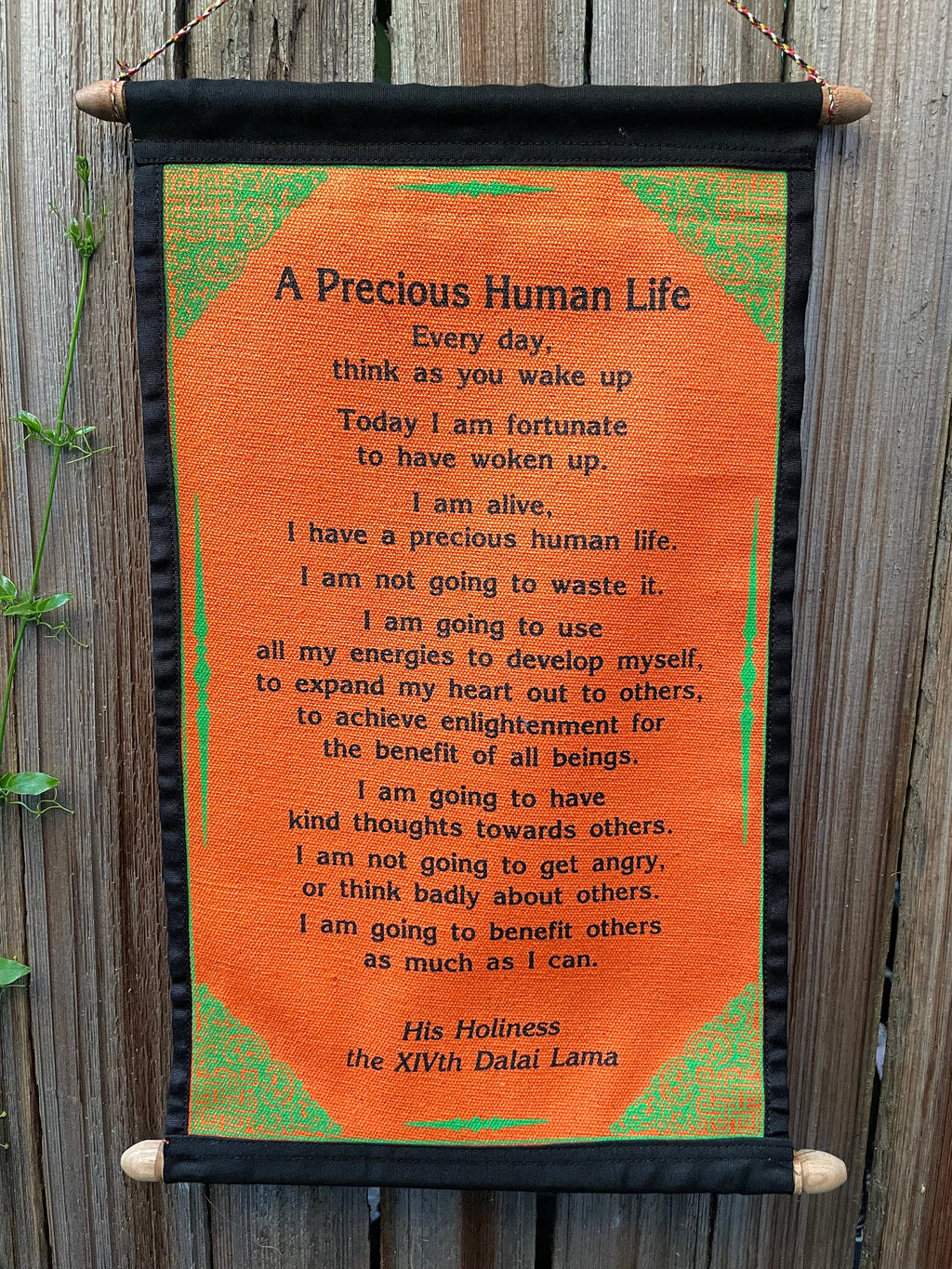 Dalai Lama Quotes "A Precious Human Life" Cotton Wall Hanging: Inspirational, Positivity